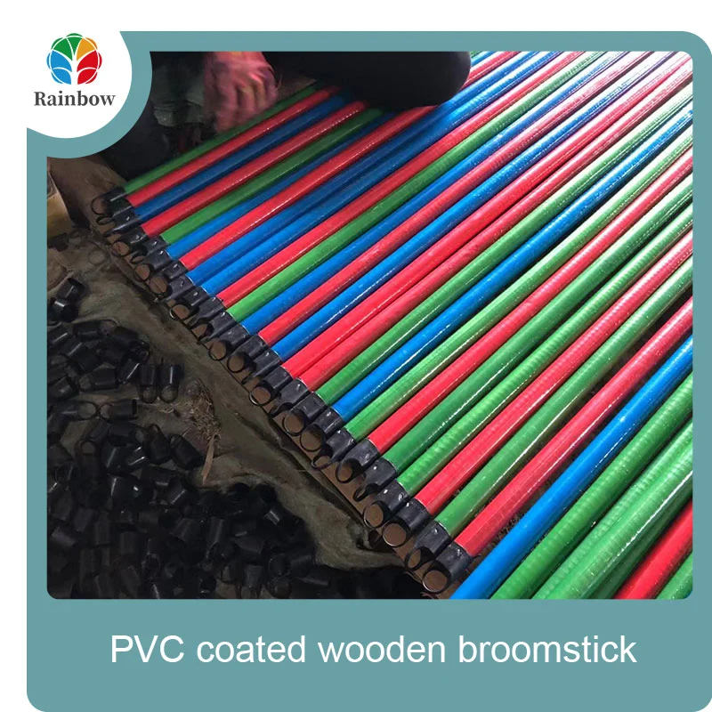 China PVC coated wood broom handle eucalyptus wooden house mop sticks