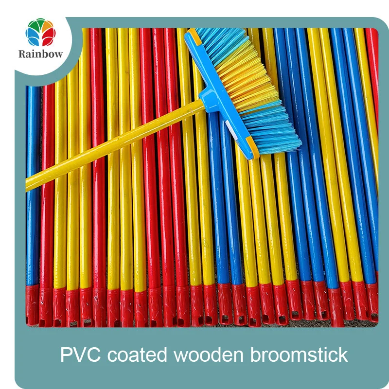 China PVC coated wood broom handle eucalyptus wooden house mop sticks