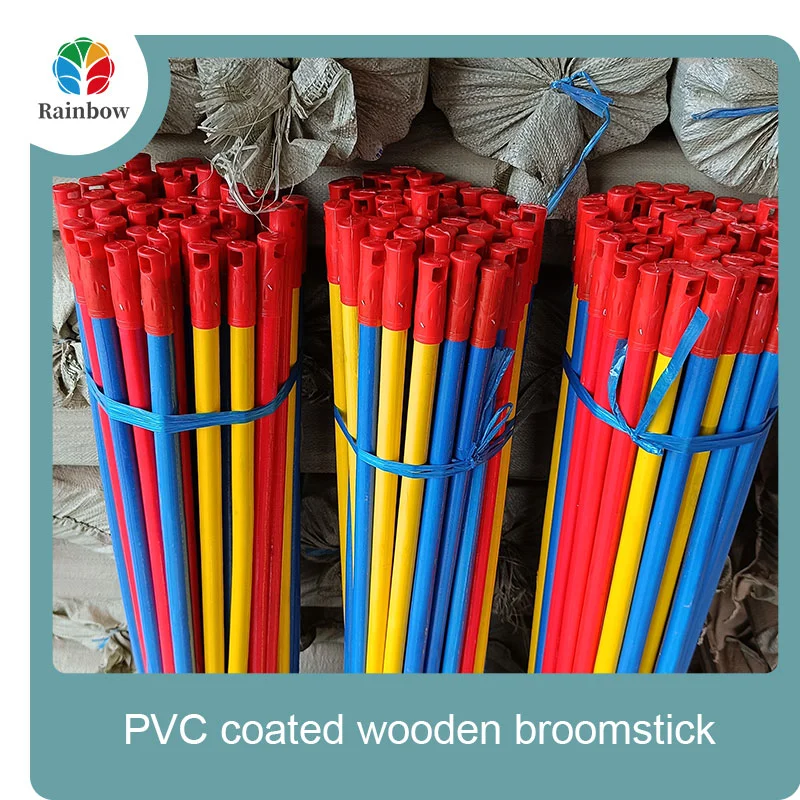China PVC coated wood broom handle eucalyptus wooden house mop sticks