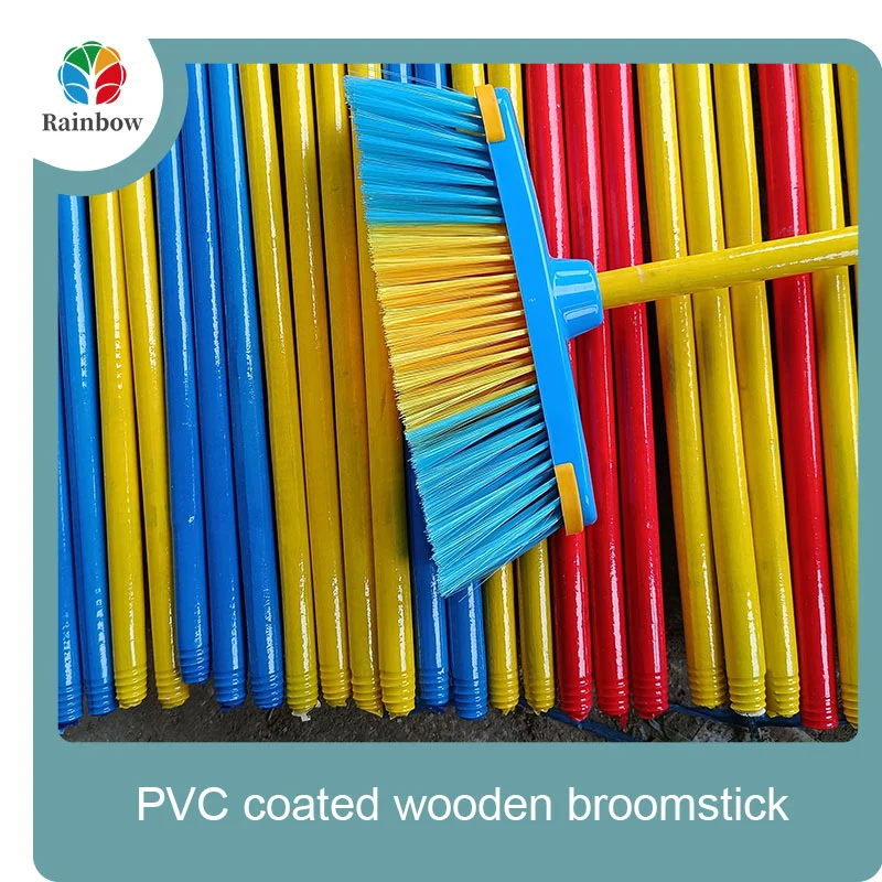 China PVC coated wood broom handle eucalyptus wooden house mop sticks