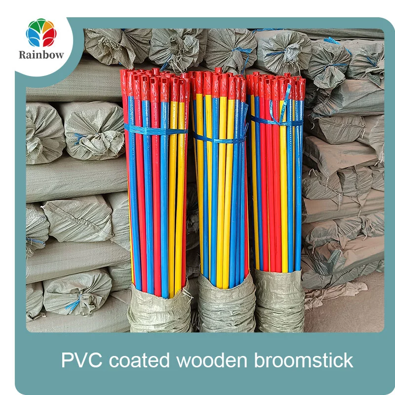 China PVC coated wood broom handle eucalyptus wooden house mop sticks