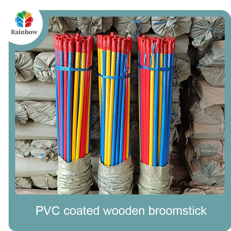 China PVC coated wood broom handle eucalyptus wooden house mop sticks