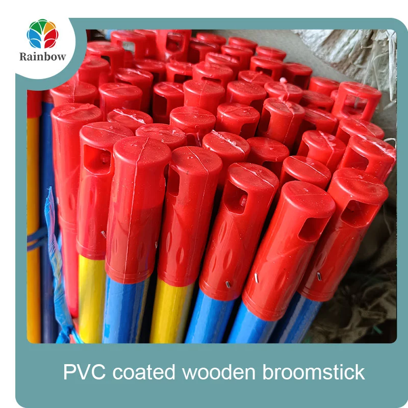 China PVC coated wood broom handle eucalyptus wooden house mop sticks