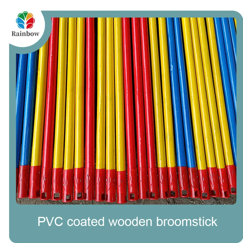 China PVC coated wood broom handle eucalyptus wooden house mop sticks