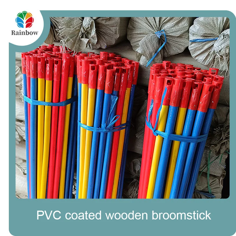 China PVC coated wood broom handle eucalyptus wooden house mop sticks