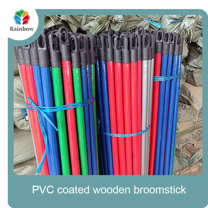 China PVC coated wood broom handle eucalyptus wooden house mop sticks