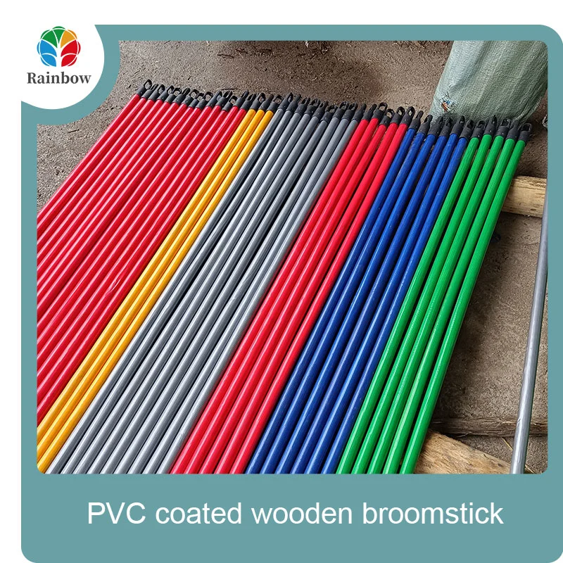 China PVC coated wood broom handle eucalyptus wooden house mop sticks