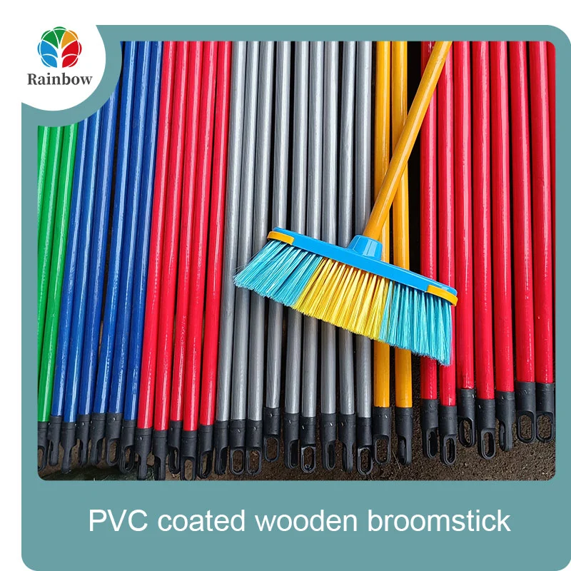 China PVC coated wood broom handle eucalyptus wooden house mop sticks