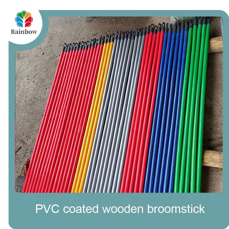China PVC coated wood broom handle eucalyptus wooden house mop sticks
