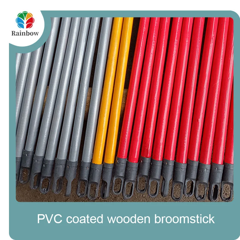 China PVC coated wood broom handle eucalyptus wooden house mop sticks