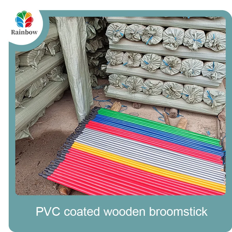 China PVC coated wood broom handle eucalyptus wooden house mop sticks