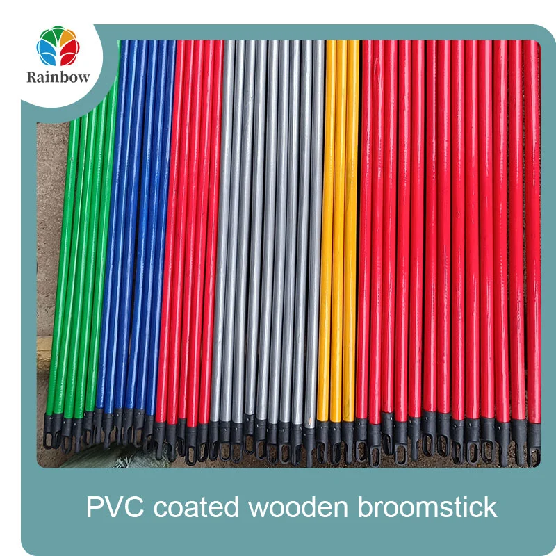 China PVC coated wood broom handle eucalyptus wooden house mop sticks