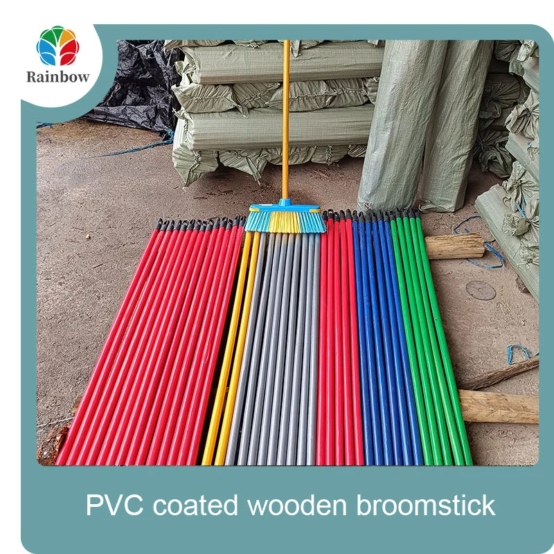 China PVC coated wood broom handle eucalyptus wooden house mop sticks