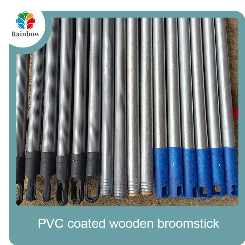 China PVC coated wood broom handle eucalyptus wooden house mop sticks