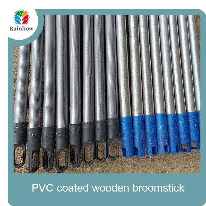 China PVC coated wood broom handle eucalyptus wooden house mop sticks