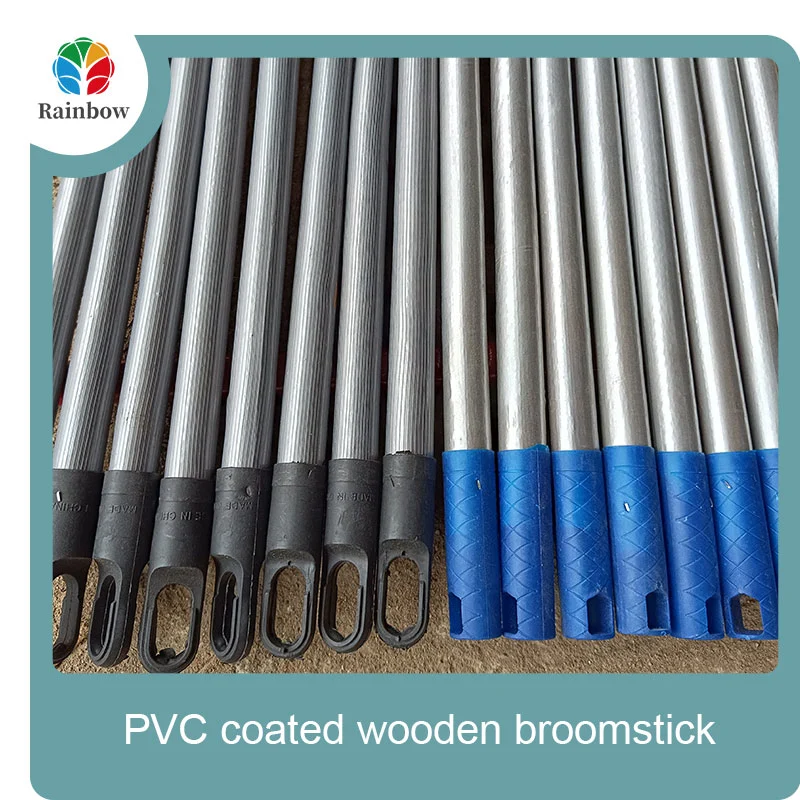 China PVC coated wood broom handle eucalyptus wooden house mop sticks