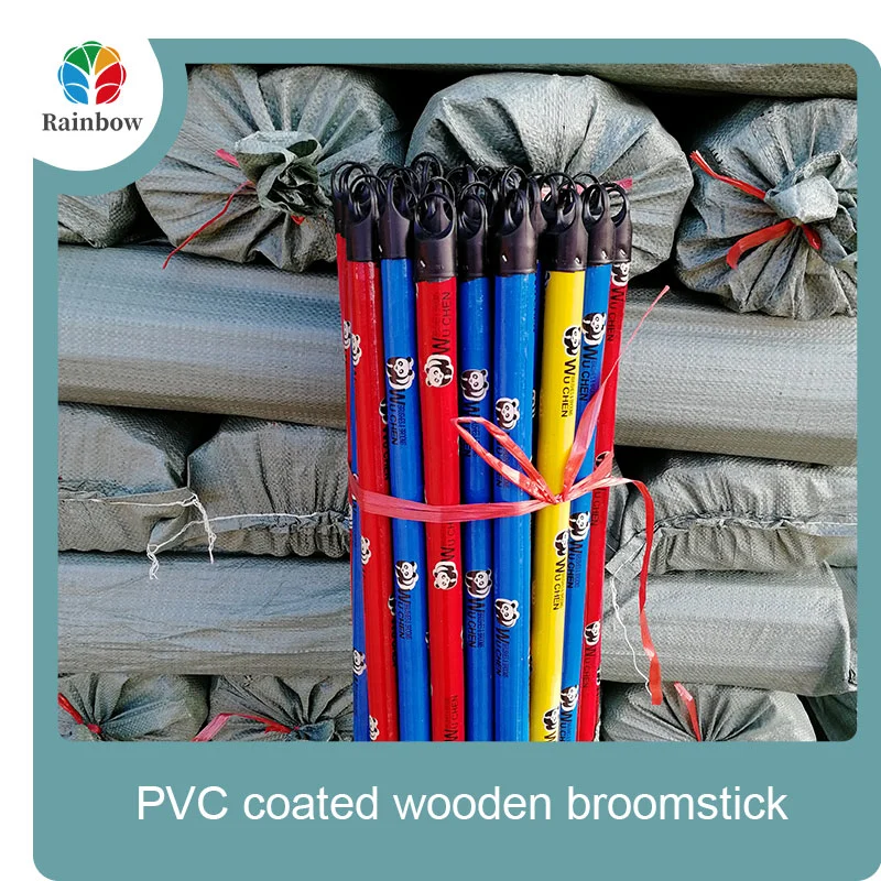 China PVC coated wood broom handle eucalyptus wooden house mop sticks