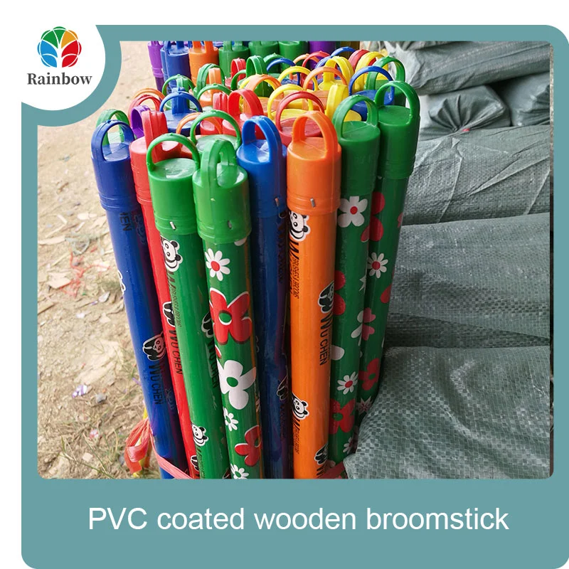 China PVC coated wood broom handle eucalyptus wooden house mop sticks