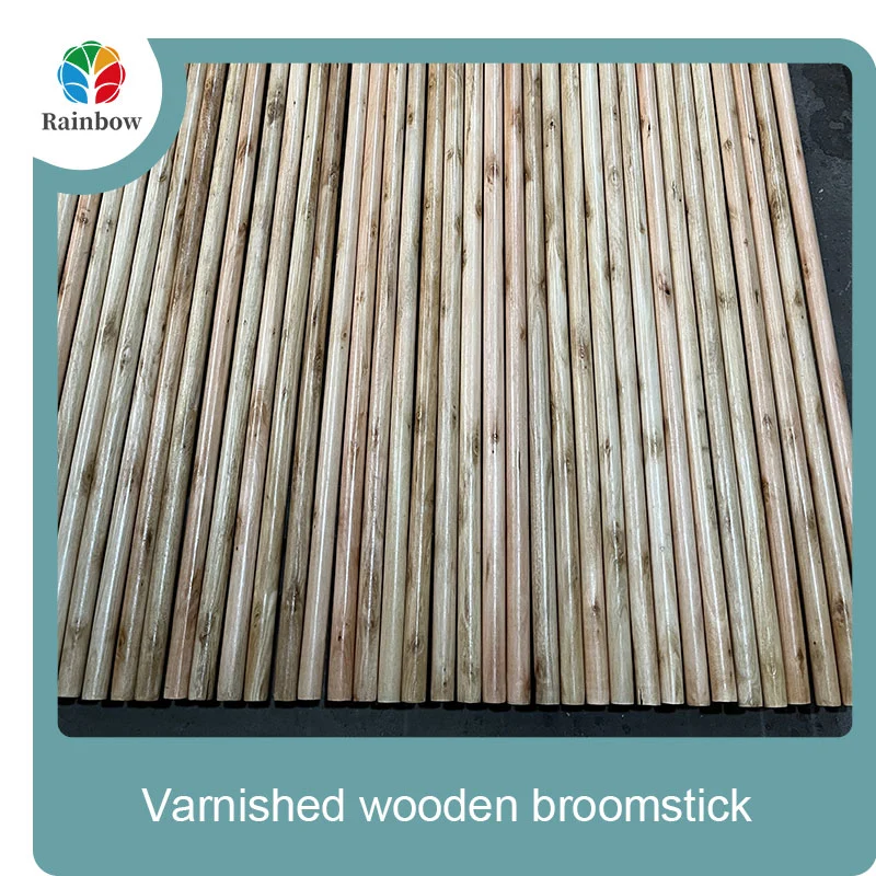 Varnished wooden round head thread paint wooden broom handle 