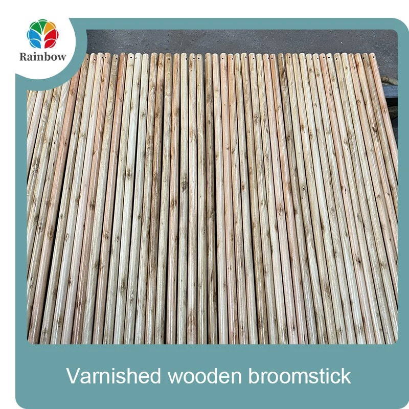 Varnished wooden round head thread paint wooden broom handle 