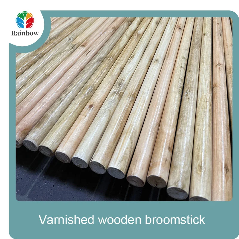 Varnished wooden round head thread paint wooden broom handle 