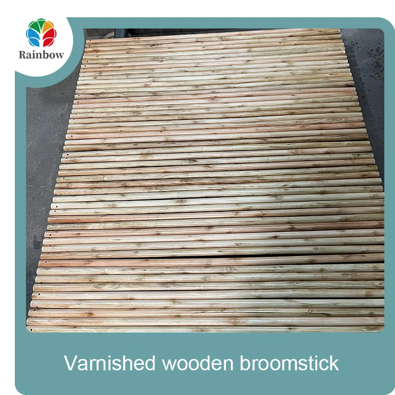 Varnished wooden round head thread paint wooden broom handle 