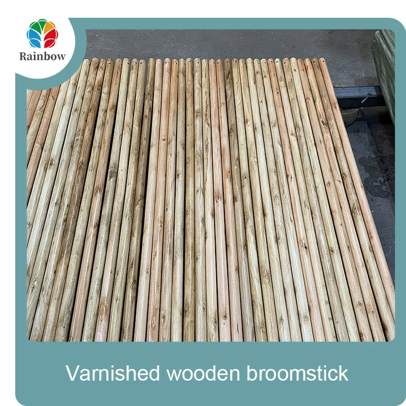 Varnished wooden round head thread paint wooden broom handle 