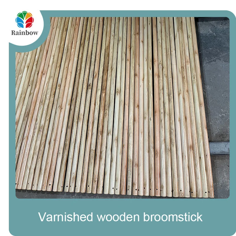 Varnished wooden round head thread paint wooden broom handle 