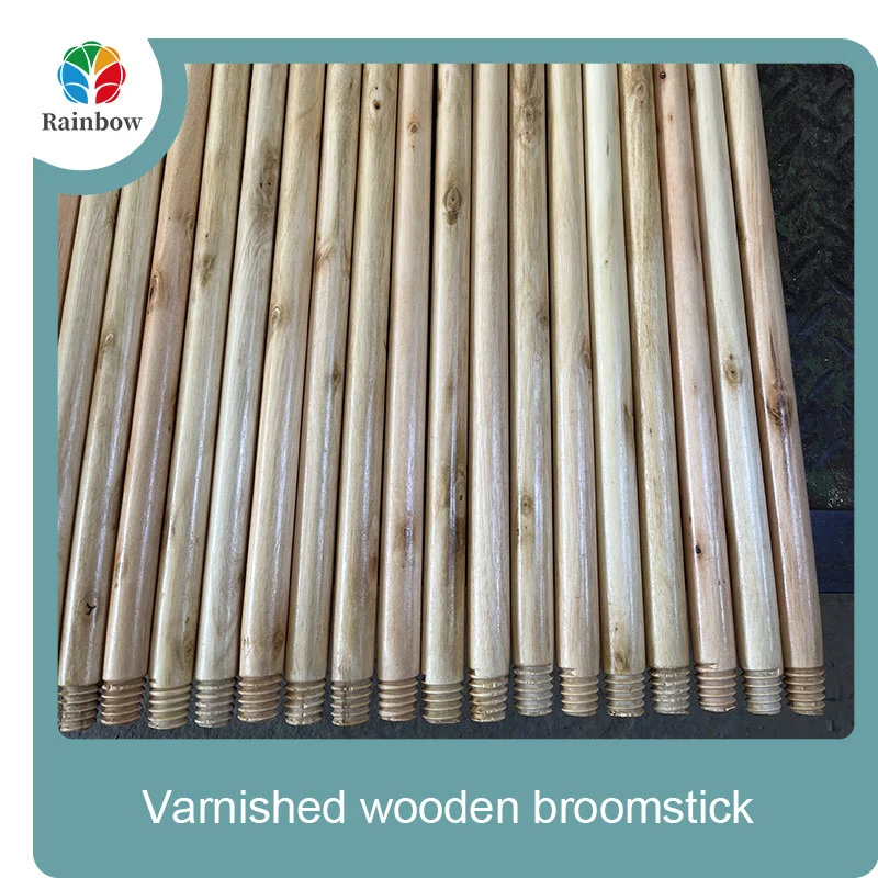 Varnished wooden round head thread paint wooden broom handle 