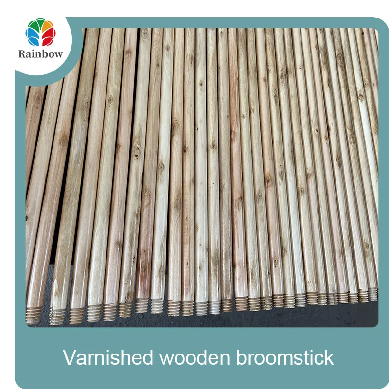 Varnished wooden round head thread paint wooden broom handle 