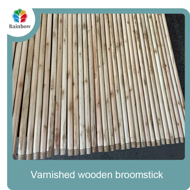 Varnished wooden round head thread paint wooden broom handle 