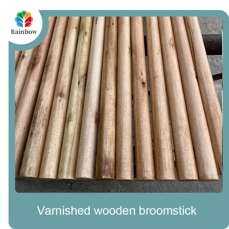 Varnished wooden round head thread paint wooden broom handle 