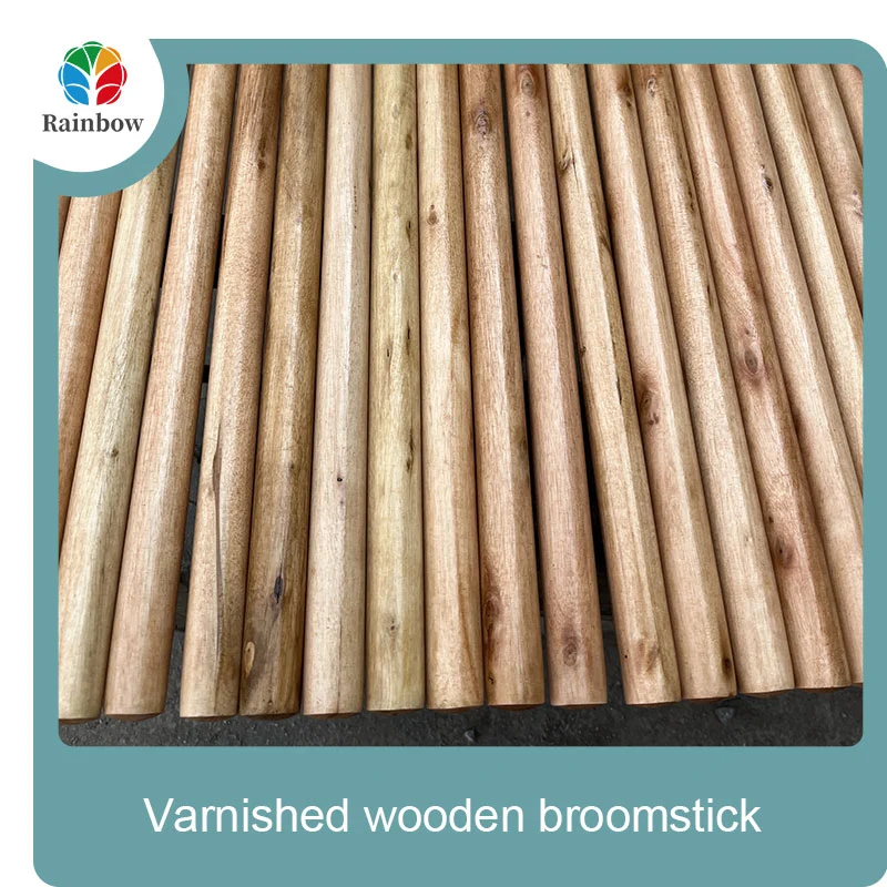 Varnished wooden round head thread paint wooden broom handle 