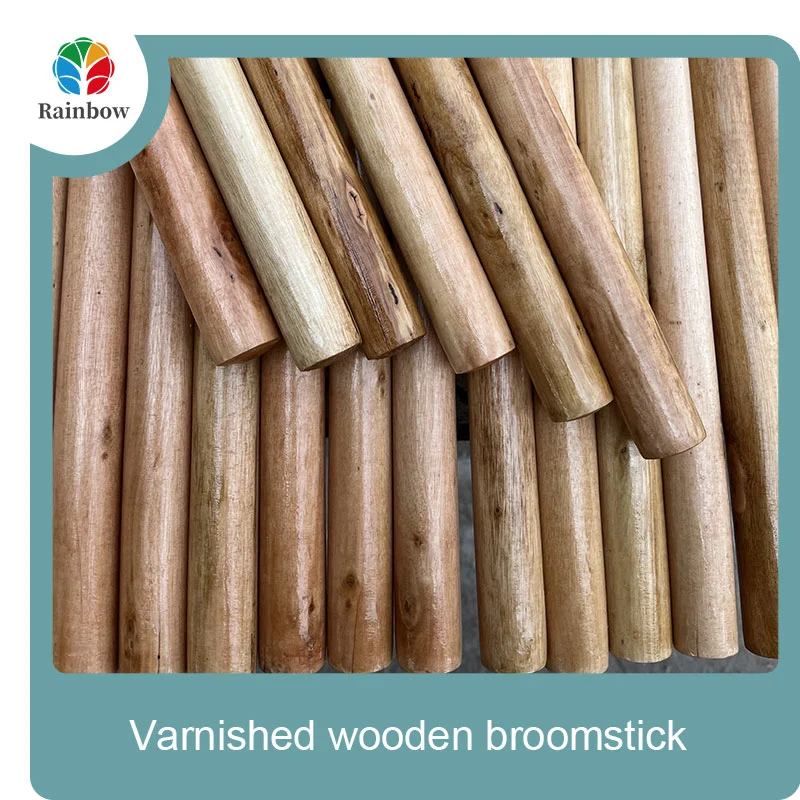 Varnished wooden round head thread paint wooden broom handle 