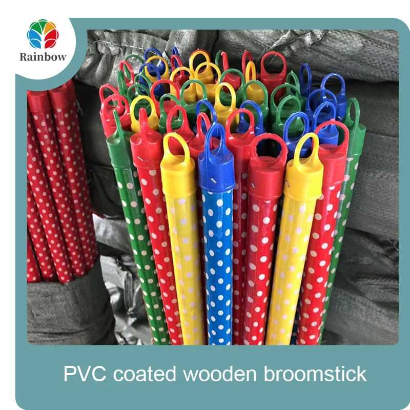 Palos de fregona para casa de madera de eucalipto con mango de escoba de madera recubierta de pvc de china
