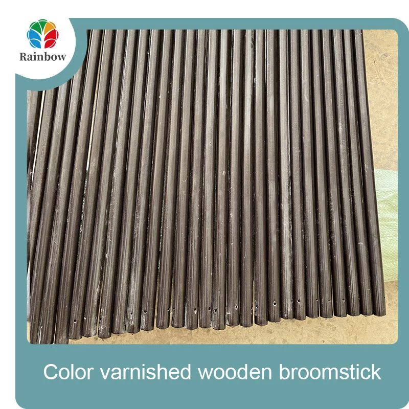 رأس خشبي ملمع مطلي بخيوط خشبية مقبض مكنسة خشبية  