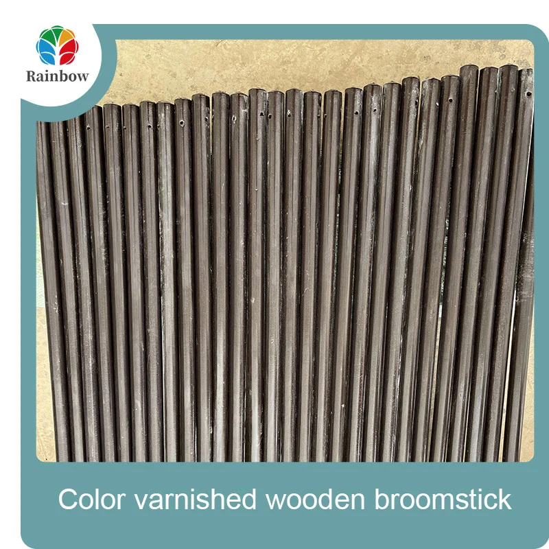 Varnished wooden round head thread paint wooden broom handle 