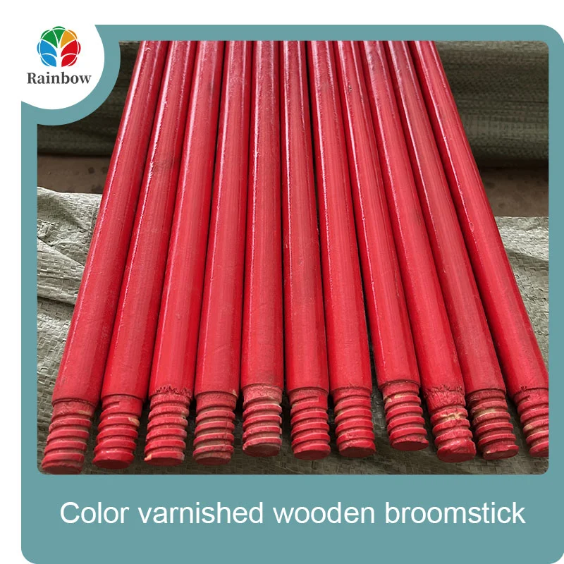 رأس خشبي ملمع مطلي بخيوط خشبية مقبض مكنسة خشبية  