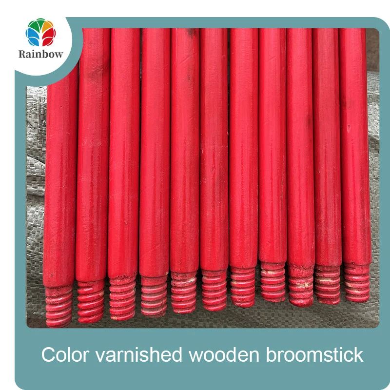 رأس خشبي ملمع مطلي بخيوط خشبية مقبض مكنسة خشبية  