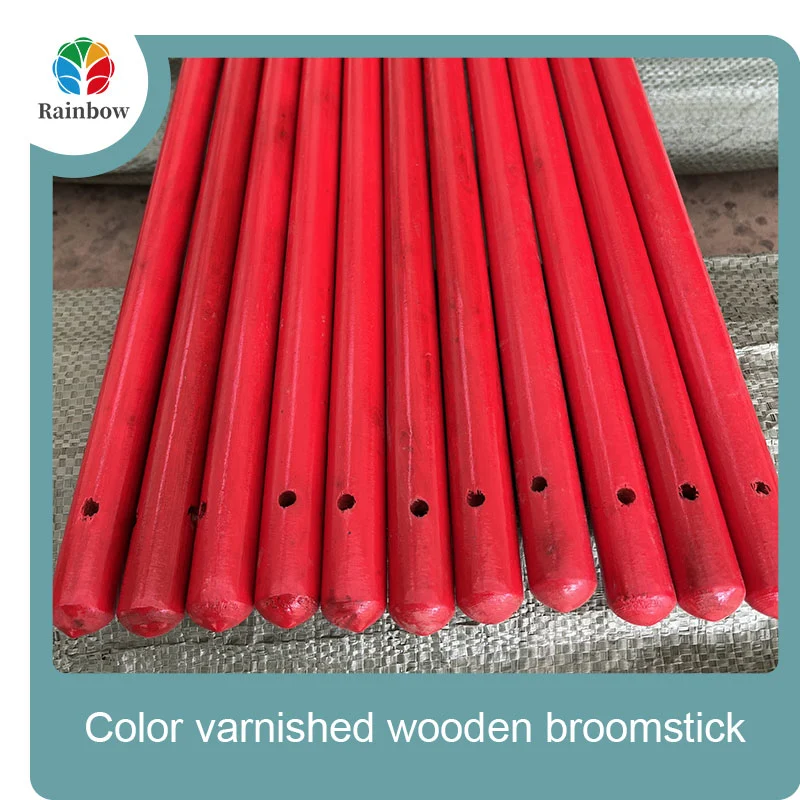 رأس خشبي ملمع مطلي بخيوط خشبية مقبض مكنسة خشبية  