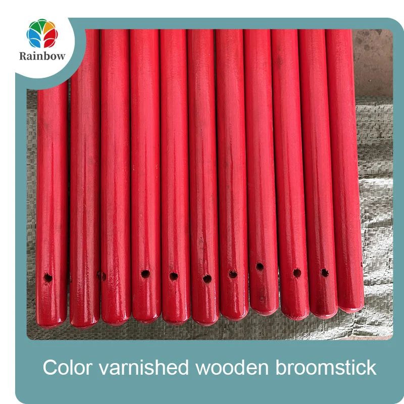 رأس خشبي ملمع مطلي بخيوط خشبية مقبض مكنسة خشبية  