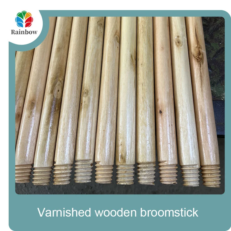 Varnished wooden round head thread paint wooden broom handle 