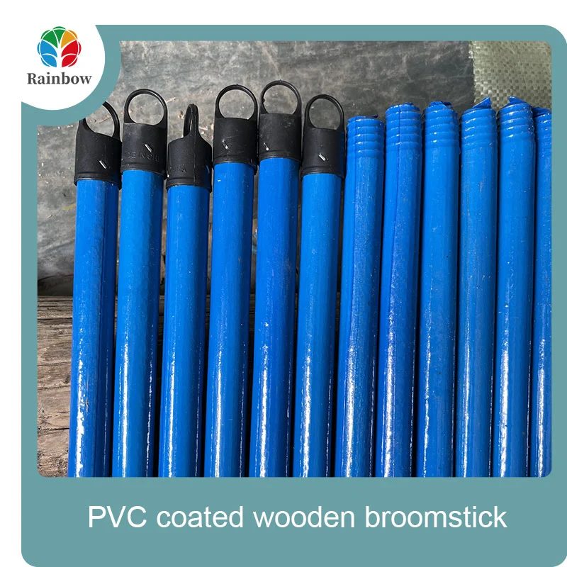 China PVC coated wood broom handle eucalyptus wooden house mop sticks