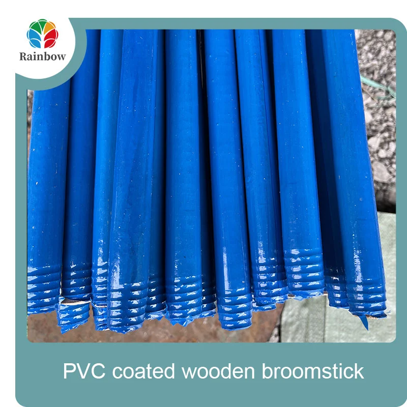 China PVC coated wood broom handle eucalyptus wooden house mop sticks