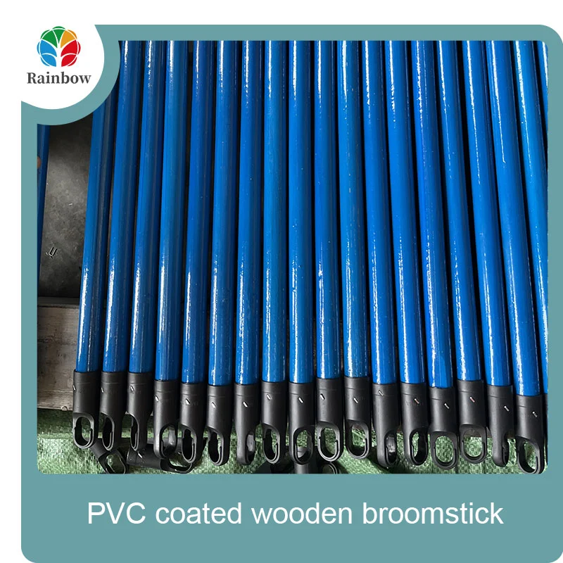 China PVC coated wood broom handle eucalyptus wooden house mop sticks