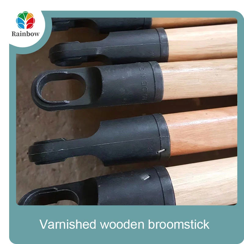 رأس خشبي ملمع مطلي بخيوط خشبية مقبض مكنسة خشبية  