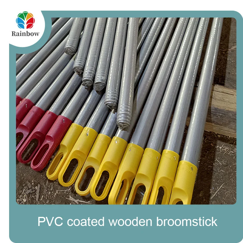 China PVC coated wood broom handle eucalyptus wooden house mop sticks