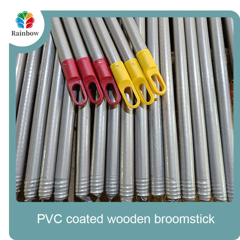 China PVC coated wood broom handle eucalyptus wooden house mop sticks