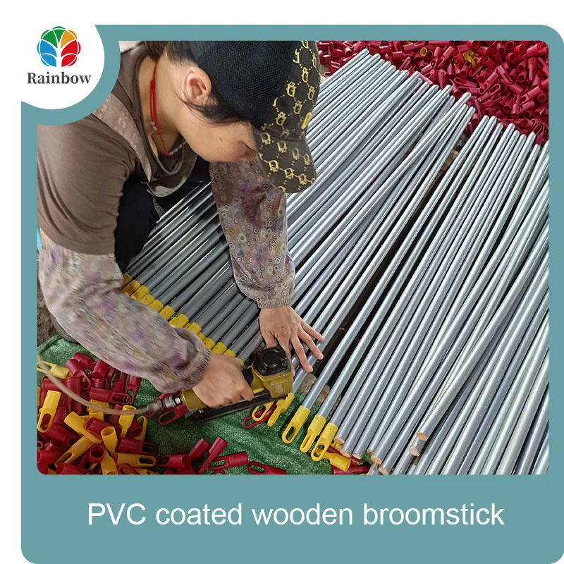 China PVC coated wood broom handle eucalyptus wooden house mop sticks