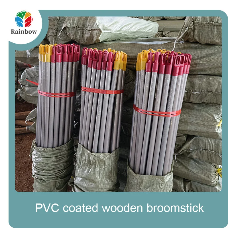 China PVC coated wood broom handle eucalyptus wooden house mop sticks
